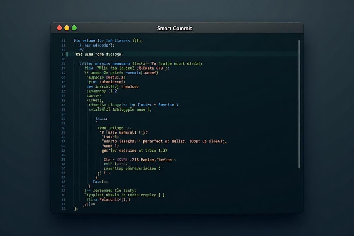 Cmarta-commit terminal demonstration showing AI-generated commit messages and analytics dashboard